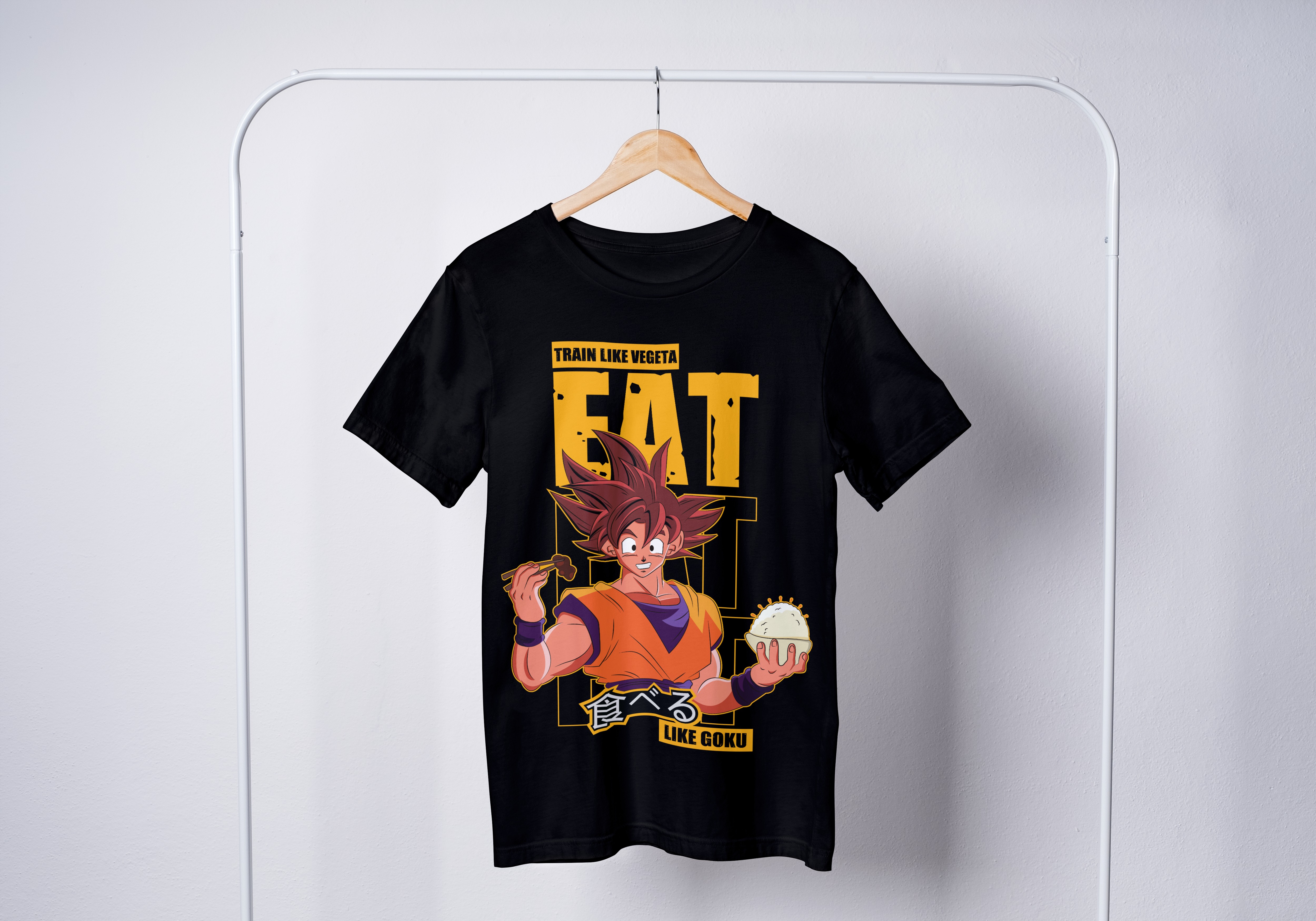 Dragon Ball Tops - חולצה להתאמן כמו וג'יטה לאכול כמו גוקו - דרגון בול